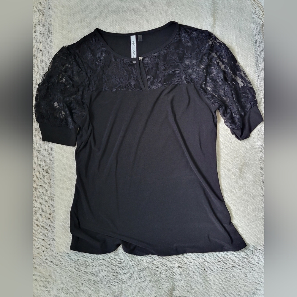 Womens black sheer black blouse.